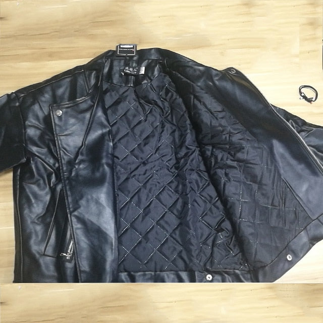 2019 New Arrival Women Autumn Winter Leather Jacket Oversized Boyfriend Korean Style Female Faux Coat Outwear Black
