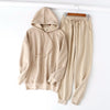 Tangada 2020 Autumn Winter Women thick fleece 100% cotton suit 2 pieces sets hoodies sweatshirt and pants suits 6L17
