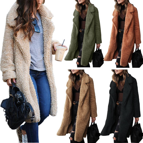 2020 Autumn Winter Faux Fur Coat Women Warm Teddy Bear Coat Ladies Fur Jacket Female Teddy Outwear Plush Overcoat Long Coat